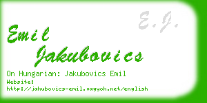 emil jakubovics business card
